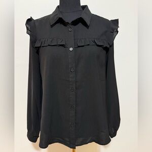 Have Black Button-Down Shirt with Ruffles